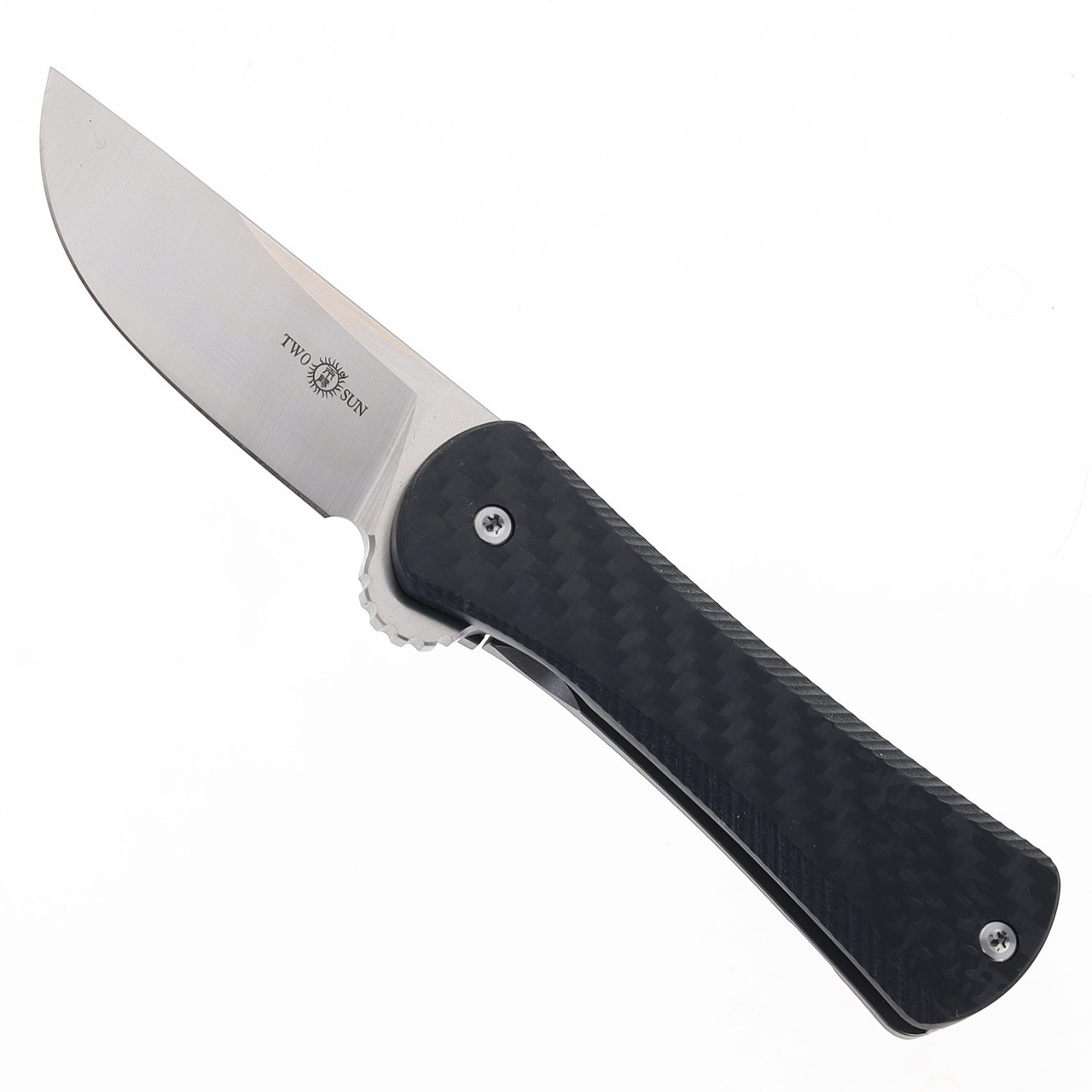 TwoSun TS128-S90V Frame Lock Knife Titanium + Carbon Fiver Handle 