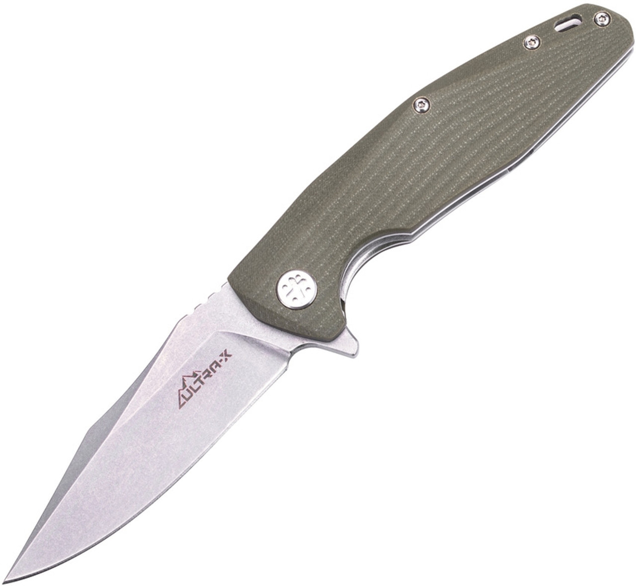Ultra-X Hugger Liner Lock Knife Olive G10 Handle Plain D2 Blade UXHK210J