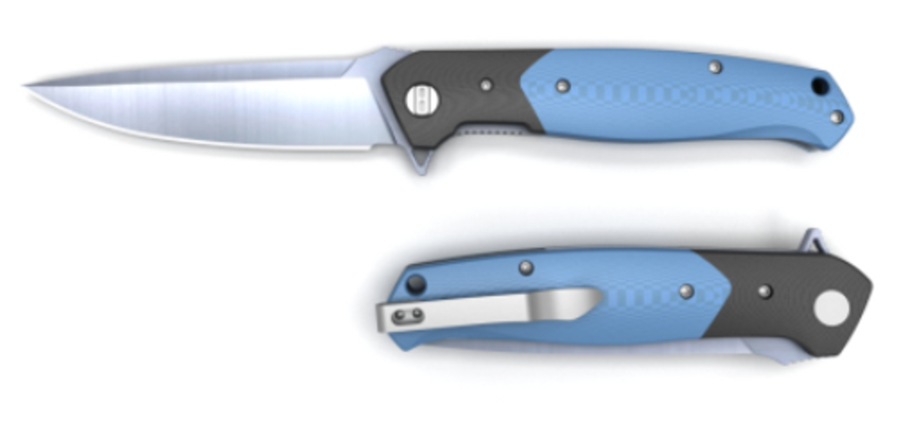 Bestech Swordfish Folder Knife Black + Blue G10 Handle Plain