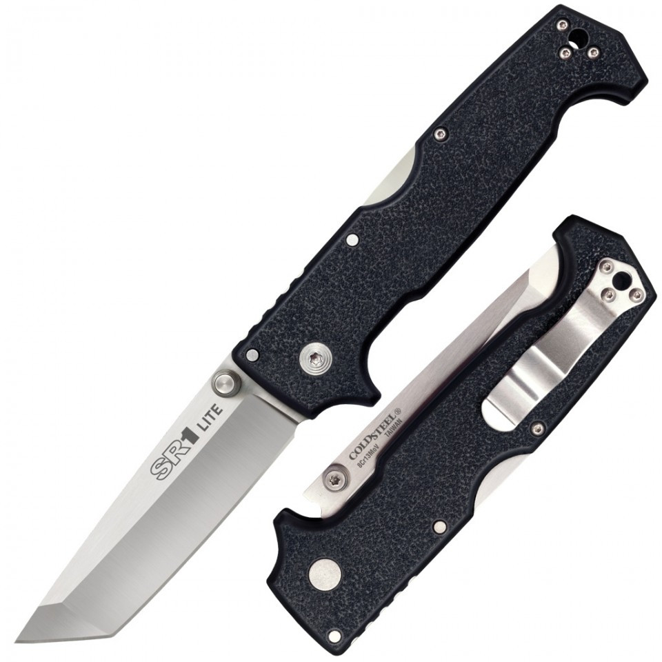 Cold Steel SR1 Lite Folder Knife Black Griv-Ex Handle Plain Tanto