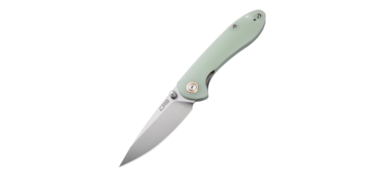 CJRB Small Feldspar Liner Lock Knife Natural Green G10
