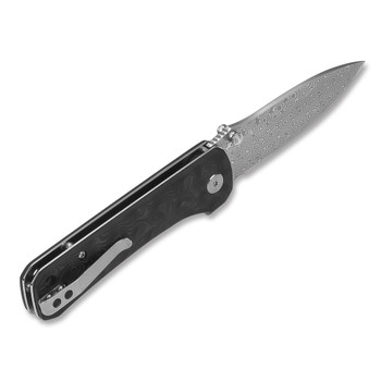 QSP Hawk Liner Lock Knife Carbon Fiber Handle Chinese Damasteel Blade QS131-A
