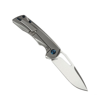 Kansept Mini Kryo Flipper Knife Gray Titanium Handle Plain S35VN Blade K2001A1