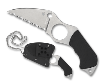 Spyderco Swick 6 Small Fixed Knife Black G10 Handle Serrated LC200N Blade FB14S6 Spyderco Swick 6 Small Fixed Knife Black G10 Handle Serrated LC200N Blade FB14S6