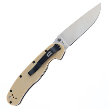 Ontario RAT 1  Folding Knife Plain Edge Satin Finish Dessert Tan Handle 8848 DT