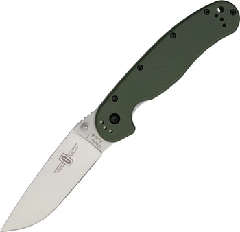 Ontario RAT 1  Folding Knife Plain Edge Satin Finish OD Green Handle 8848 OD