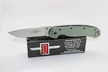 Ontario RAT 1  Folding Knife Plain Edge Satin Finish OD Green Handle 8848 OD