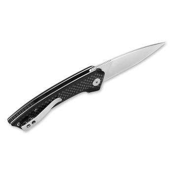 Discontinued QSP Leopard Folding Pocket Knife Black G10 CF Overlay Handle Satin Finish QS135-A
