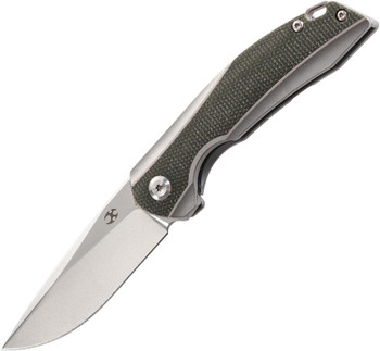 Discontinued Kansept Mini Accipiter Folding Knife OD Micarta Handle S35VN Drop Point K2007A1