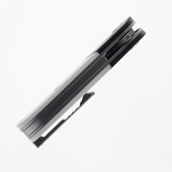 TwoSun Folding Knife Gray/Black Carbon Fiber Titanium G10 Handle M390 Plain Edge TS204-M390