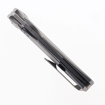 TwoSun Folding Knife Sabertooth Gray Titanium Handle M390 Sabertooth Plain Edge TS196