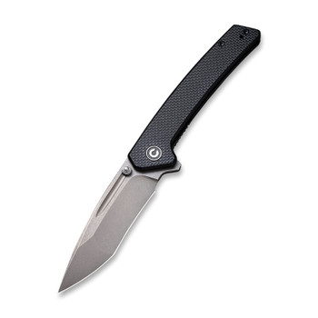 Discontinued CIVIVI Keen Nadder Folding Knife Black Coarse G10 Handle  N690 Plain Edge  Gray Stonewash Finish C2021A