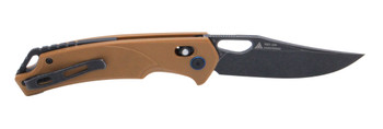 SRM Knives Sanrenmu Folding Knife Brown G10 Handle D2 Plain Edge Black Stonewash Finish SRM9201-GW