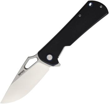 SRM Knives Sanrenmu Folding Knife Black G10 Scaled Handle D2 Plain Edge Brush Finish 1168