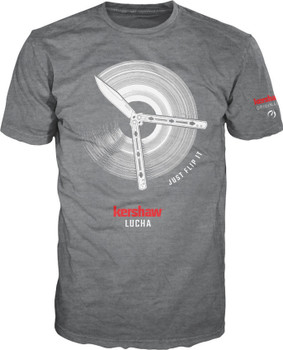 Kershaw Lucha T-Shirt Lucha Butterfly Knife Artwork On Front Gray MENS S KSSHIRTLUCHAS