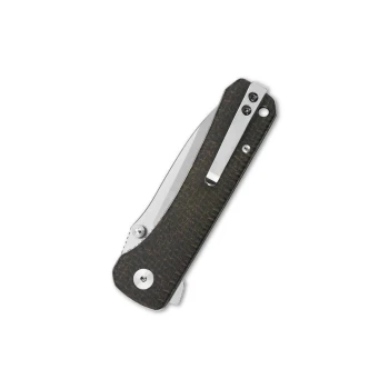 QSP Hawk Folding Knife Brown Linen Micarta Handle 3.23" Satin 14C28N Drop Point QS131-G