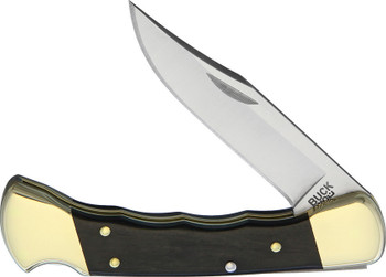 Buck Hunter Folding Knife Crelicam Ebony Finger Grooved Handle 420 HC Clip Point Blade BU110FG