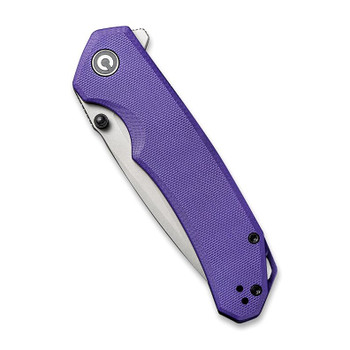 Civivi Brazen Folding Knife Purple G10 Handle D2 Plain Edge Gray Stonewash Finish C2023A