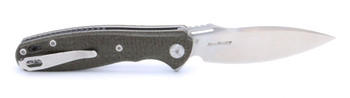 TwoSun TS162 D2 Micarta Flipper Pocket Knife Green Micarta Handle Plain Edge D2 Blade