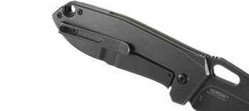 Discontinued CRKT Heron Folding Knife Black Carbon Fiber Tan G10 Handle Plain Edge Stonewash Finish 2440