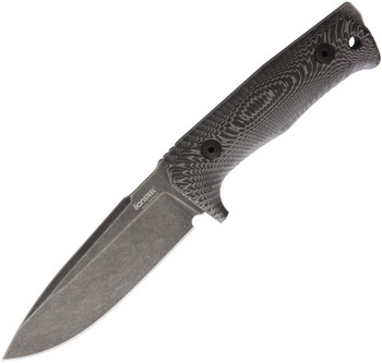 Lion Steel T5 Fixed Blade Knife Black Canvas Micarta Handle Drop Point Plain Edge Black Stonewash Finish LSTT5BMI