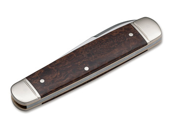 Boker Cattle Folding Knife Brown Curly Birch Wood Handle N690 Plain Edge 110910