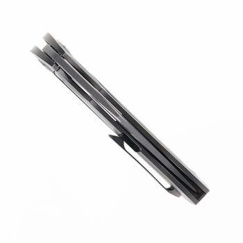 TwoSun Folding Knife Black Titanium Carbon Fiber Handle M390 Plain Edge TS224-M390