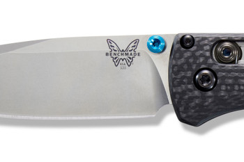 Benchmade Bugout Folding Knife Black Carbon Fiber Handle S90V Drop Point Plain Edge 535-3
