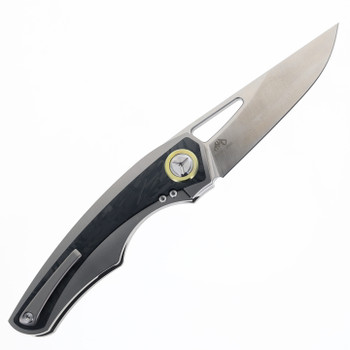 TwoSun Folding Knife Titanium Handle w/ Carbon Fiber Inlay M390 Plain Edge TS186-M390