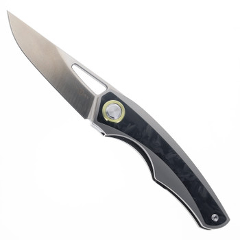 TwoSun Folding Knife Titanium Handle w/ Carbon Fiber Inlay M390 Plain Edge TS186-M390