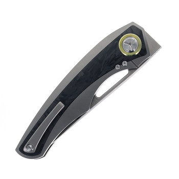 TwoSun Folding Knife Titanium Handle w/ Carbon Fiber Inlay M390 Plain Edge TS186-M390