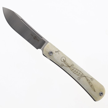 Two Sun Folding Knife Titanium/Bone Handle M390 Plain Edge TS197-M390