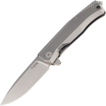 LionSteel Myto Folding Knife Gray Titanium Handle M390 Plain Edge Satin Finish LSTMT01GY