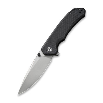 Civivi Brazen Folding Knife Black G10 Handle 14C28N Drop Point Plain Edge Stonewash Finish C2102C