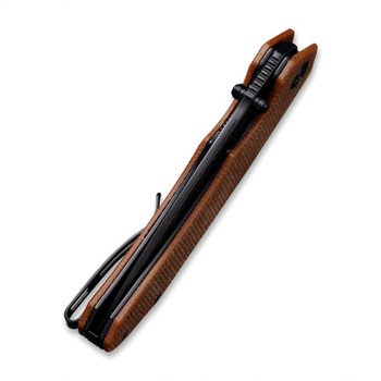 Civivi Brazen Folding Knife Brown Micarta Handle Damascus Drop Point Black Plain Edge C2102DS-1