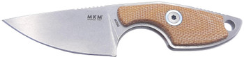 MKM Mikro Fixed Blade Knife Natural Canvas Micarta Handle M390 Drop Point Plain Edge MR01-NC