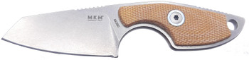 MKM Mikro Fixed Blade Knife Natural Canvas Micarta Handle M390 Sheepsfoot Plain Edge MR02-NC