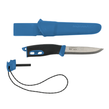 Mora Companion Spark Fixed Blade Knife Blue TPE Handle Plain Edge M13572