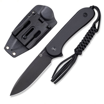 Civivi Elementum Fixed Blade Knife Black G10 Handle D2 Plain Edge Black Stonewash Finish C2105A