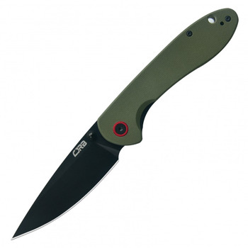 CJRB Feldspar Folding Knife Green G10 Handle AR-RPM9 Drop Point Black Plain Blade CJ1912-BGN