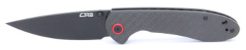 CJRB Feldspar Folding Knife Black Carbon Fiber Handle AR-RPM9 Drop Point Black Plain Blade CJ1912-BCF