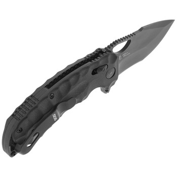 SOG Kiku XR LTE Folding Knife Black Linen Micarta Handle Tanto Plain Edge SOG12-27-04-57