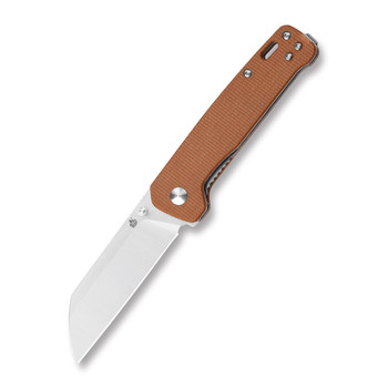QSP Penguin Folding Knife Brown Micarta Handle D2 Plain Edge 2 Tone Satin Finish QS130-J