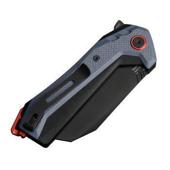 CJRB Tigris Folding Knife Gray/Black G10 Handle AR-RPM9 Cleaver Plain Black Blade J1919-BU