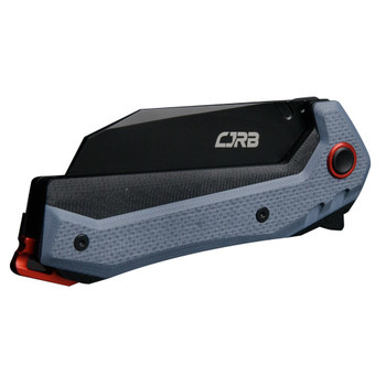 CJRB Tigris Folding Knife Gray/Black G10 Handle AR-RPM9 Cleaver Plain Black Blade J1919-BU