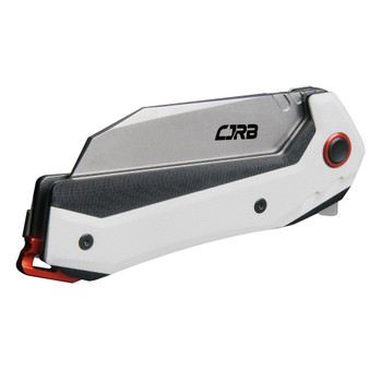 CJRB Tigris Folding Knife White/Black G10 Handle AR-RPM9 Cleaver Plain Edge Stonewash Finish J1919-WH