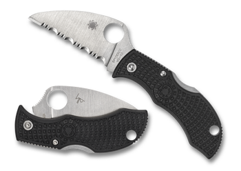 Spyderco Manbug Folding Knife Black FRN Handle VG-10 Serrated Edge MBKWS
