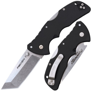 Cold Steel Mini Recon Folding Knife Black GRN Handle AUS-10A Plain Edge CS27BAT