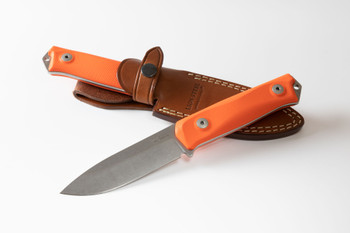 LionSteel Fixed Blade Knife Orange G10 Handle Sleipner Plain Edge Stonewash Finish B41GOR