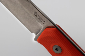 LionSteel Fixed Blade Knife Orange G10 Handle Sleipner Plain Edge Stonewash Finish B41GOR